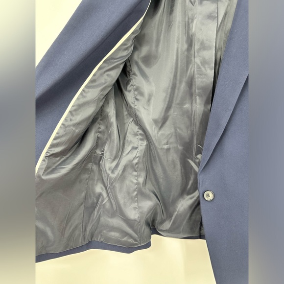 J Crew Collection Black Label Navy Blue Blazer Womens 8 Single One Button - Picture 7 of 8